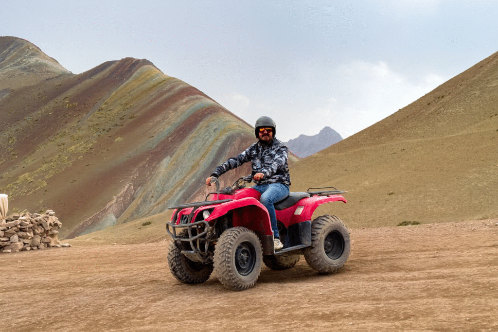 Vibrant colors of Rainbow Mountain seen from the ATV route