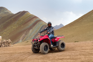 Vibrant colors of Rainbow Mountain seen from the ATV route
