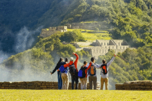 Panoramic view of the Choquequirao Inca ruins and surrounding mountains during the Choquequirao treks in Peru.
