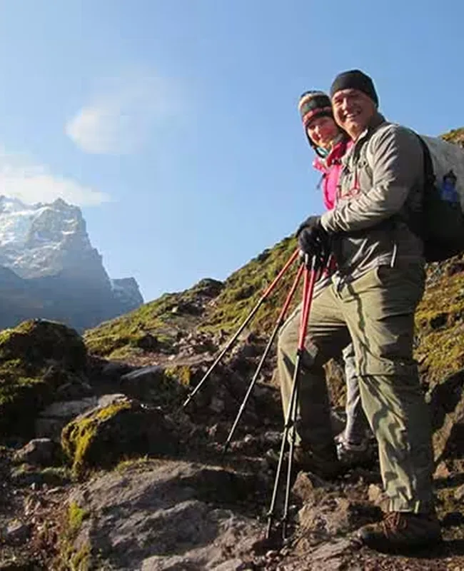 Lares Trek Machu Picchu hikers on a mountain trail in the Peruvian Andes