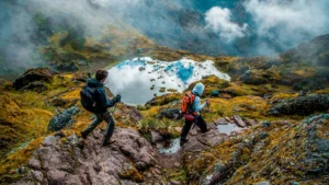 Andean valleys along the Lares Trek route in Cusco, Peru