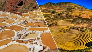 Maras Salt Mines and Moray Inca terraces in the Sacred Valley of Peru