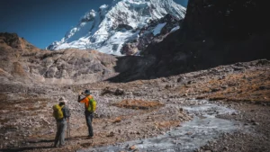 Hikers crossing the Salkantay Pass during the Salkantay Trek 4 Days